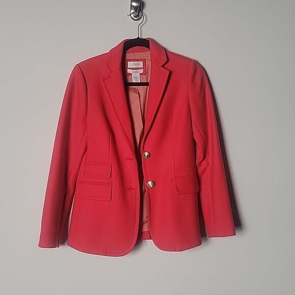J Crew 2 Red Coral Wool Hack ing Riding Equestrian Jacket Blazer Old Money Prep - Picture 9 of 16